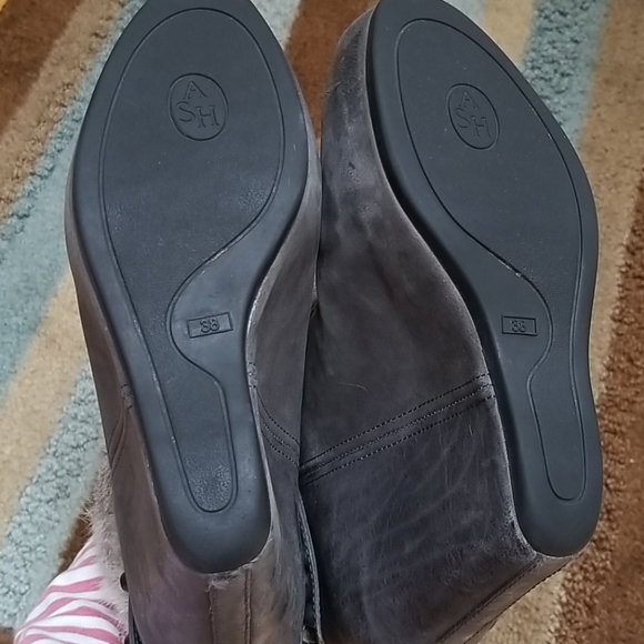 Beautiful ASH Rabbit Fur Trimmed Uranus Wedge Bootie Grey Ankle Boot US 8 - Picture 8 of 10